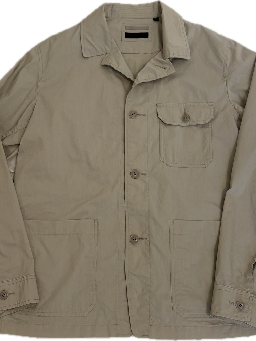 UNIQLO Men's Beige Solid Short Button-Front Utility Chore Jacket Size L